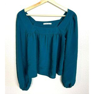 Abercrombie Fitch women's puff sleeve top Size XS Blue Green Feminine Flowy